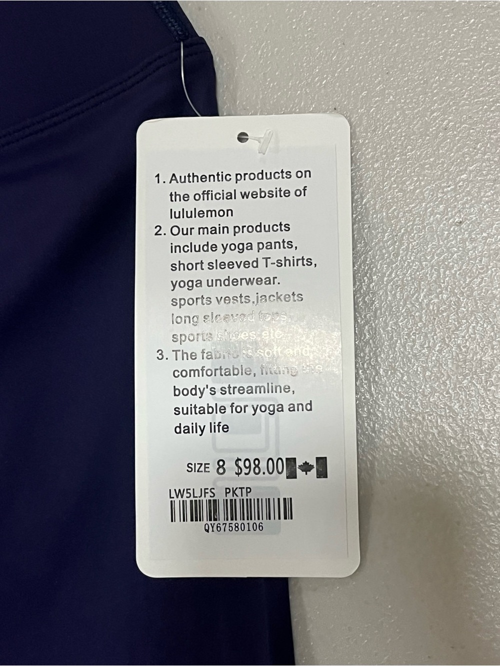 Lululemon Midnight Blue Gold Zip Matching Set Leggings And Define Jacket Size 8 - Picture 8 of 8